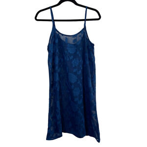 NWOT Women's Sheer Blue Lace Tunic Top Dress Spaghetti Strap Small